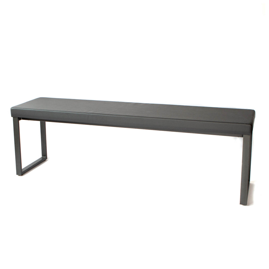 Bench - Dark Grey Leather Metal Legs Long