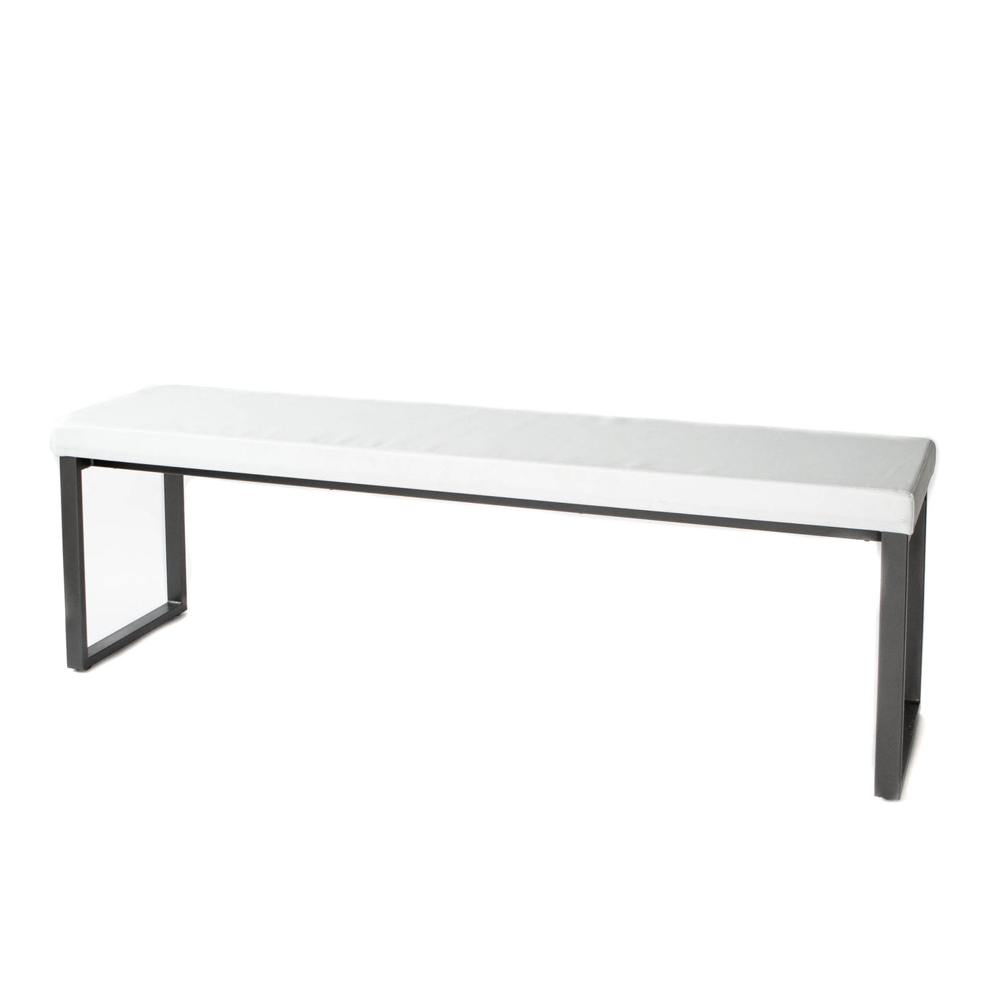Bench - Light Grey Leather Metal Legs Long