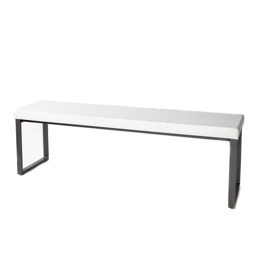 Bench - Light Grey Leather Metal Legs Long