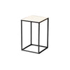 End Table - Pedestal - Small Marble Top w/ Black Frame
