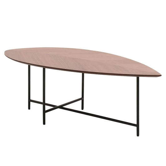 Walnut Leaf Coffee Table w/ Black Base