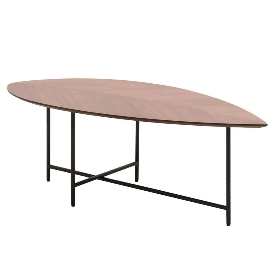 Walnut Leaf Coffee Table w/ Black Base