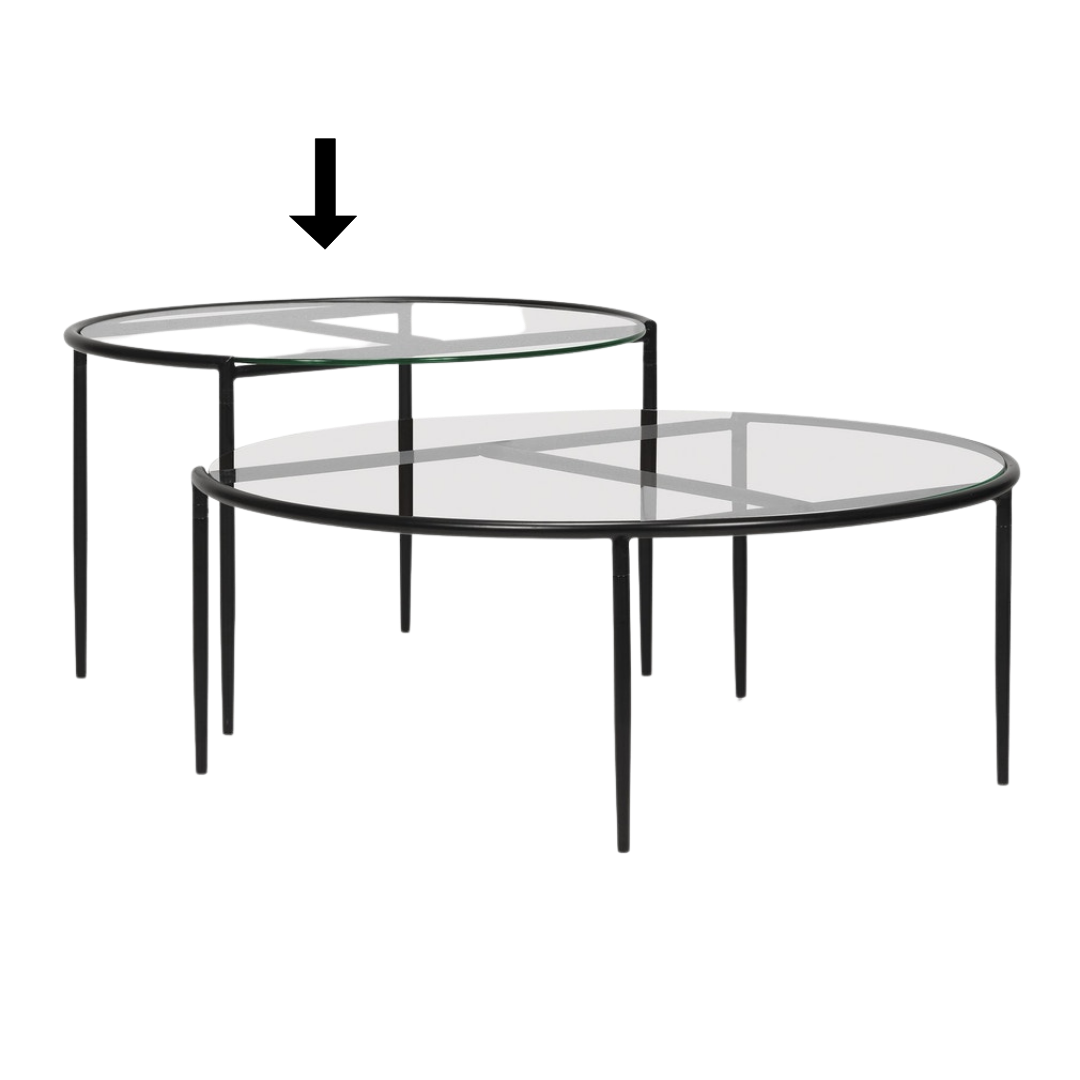 Coffee Table - Nesting Round Glass Black Frame