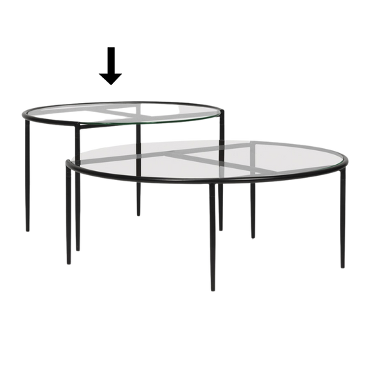 Coffee Table - Nesting Round Glass Black Frame