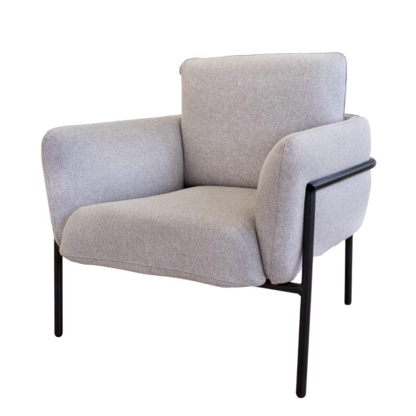 Accent Chair - Fabric Grey w/ Black Legs