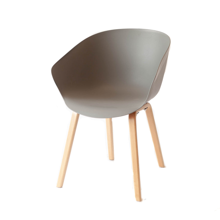 Grey Bucket Seat w/ Natural Wood Base