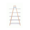 Bookshelf - White Triangle Ladder w/ Natural Wood Frame