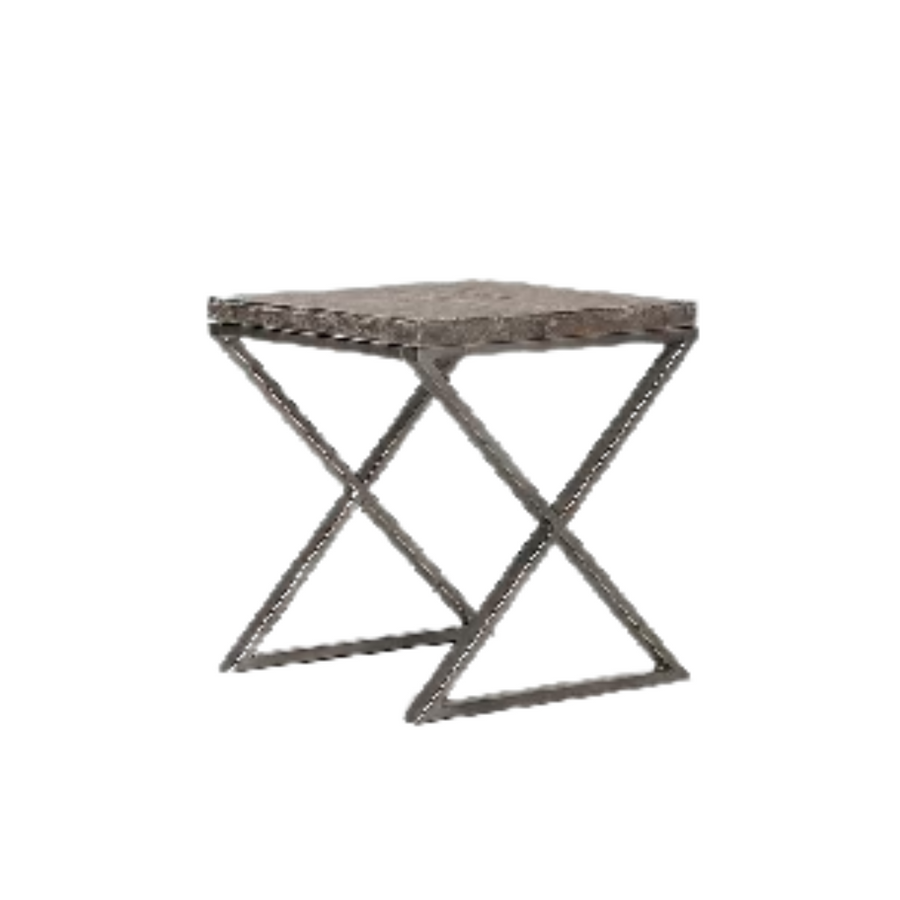 End Table - Reclaimed Wood w/ Silver Base