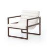 Accent Chair - Fitz White Leather Channelling w/ Wood Frame