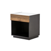 Nightstand -  Holland Black w/ Oak Drawer and Marble Top