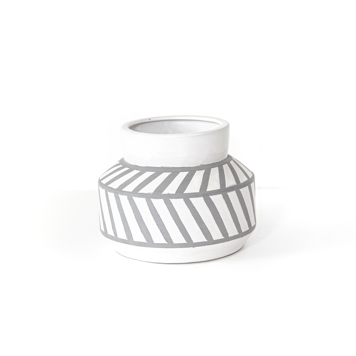 Small White Matte Ceramic w/ Grey Lines