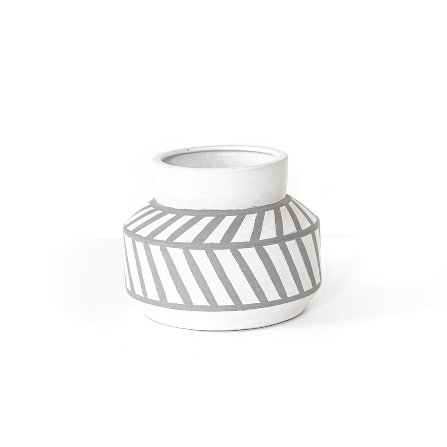 Small White Matte Ceramic w/ Grey Lines