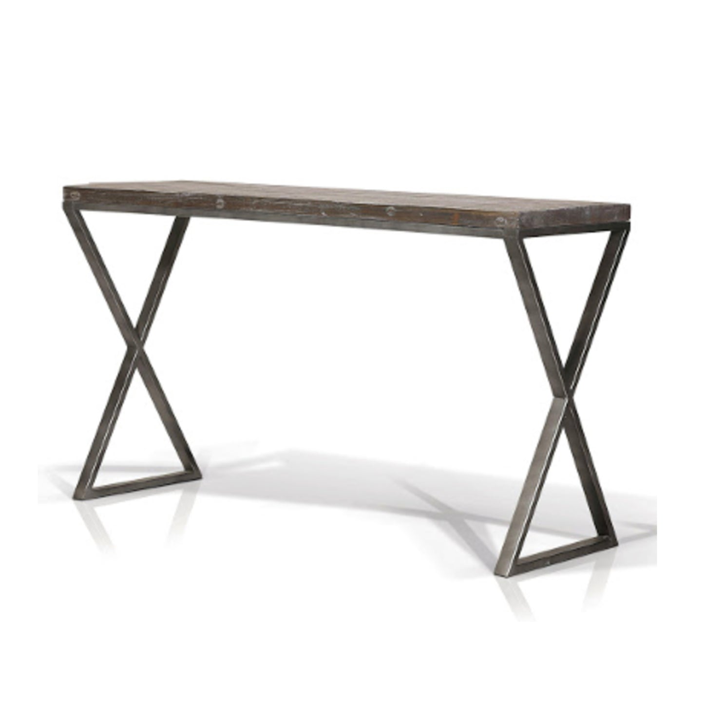 Console - Reclaimed Wood w/ Silver Base 55"