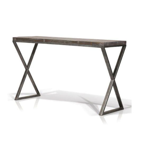 Console - Reclaimed Wood w/ Silver Base 55"