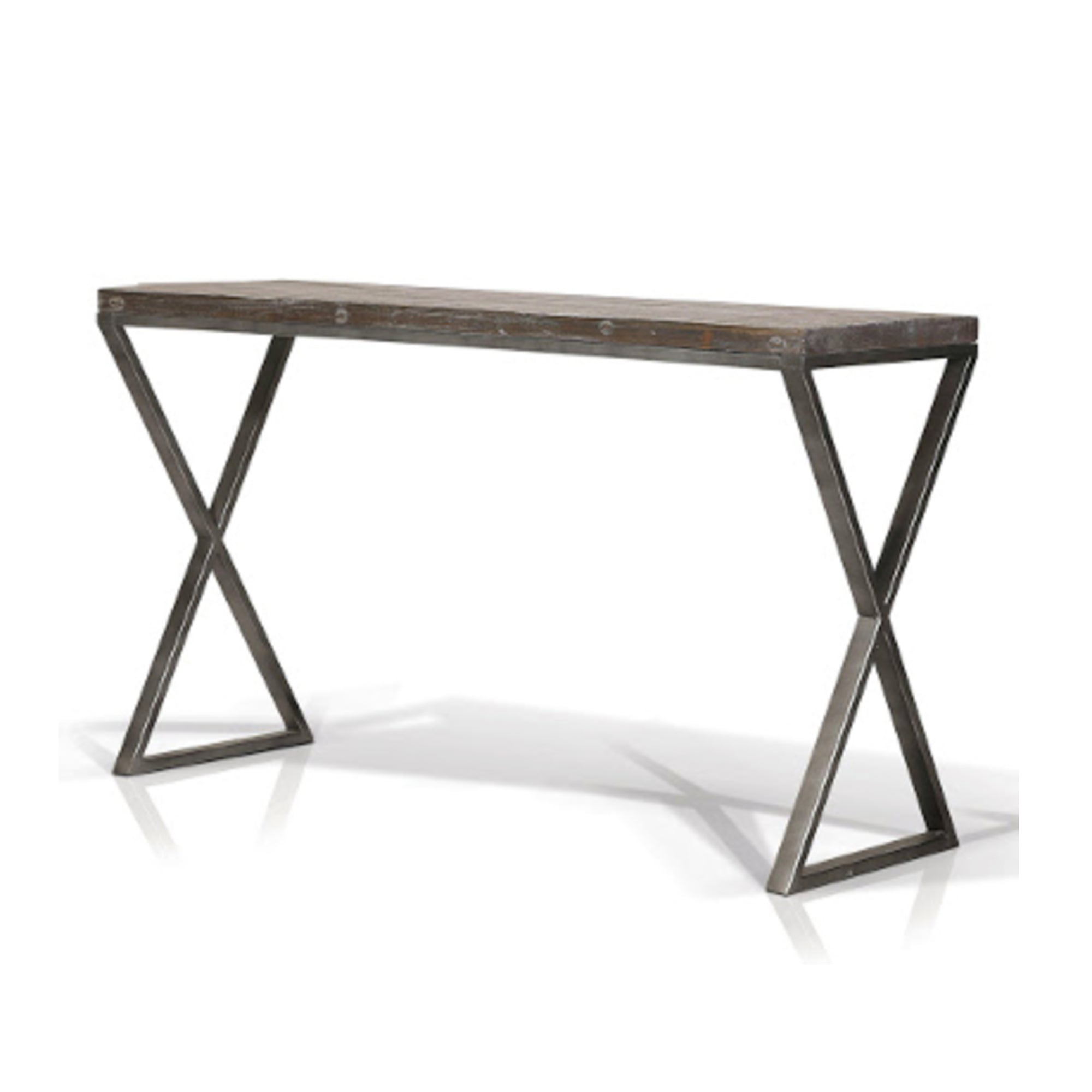 Console - Reclaimed Wood w/ Silver Base 55"