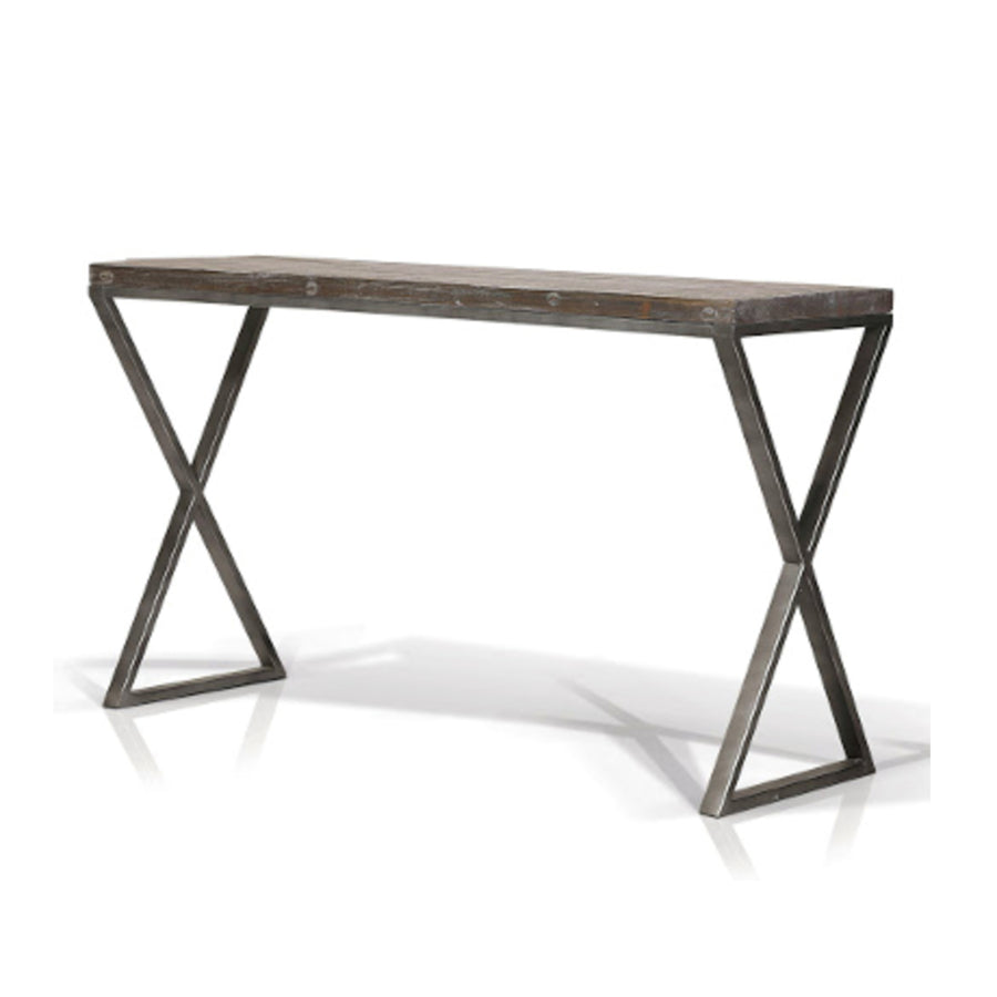 Console - Reclaimed Wood w/ Silver Base 55"