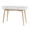 Desk - White 2 Drawer w/ Light Wood Legs - 40''