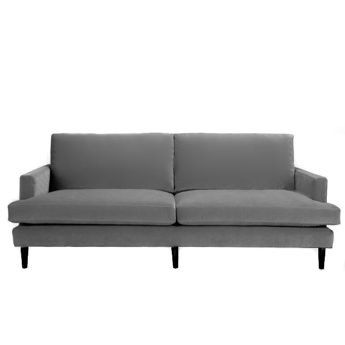 Sofa - Becka Dark Grey Velvet w/ Black Legs - 87"