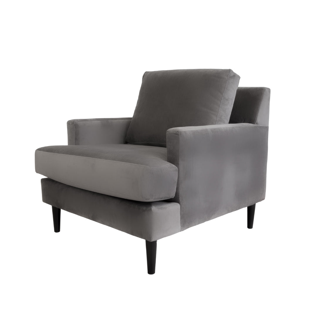 Accent Chair - Becka Dark Grey Velvet w/ Black Legs