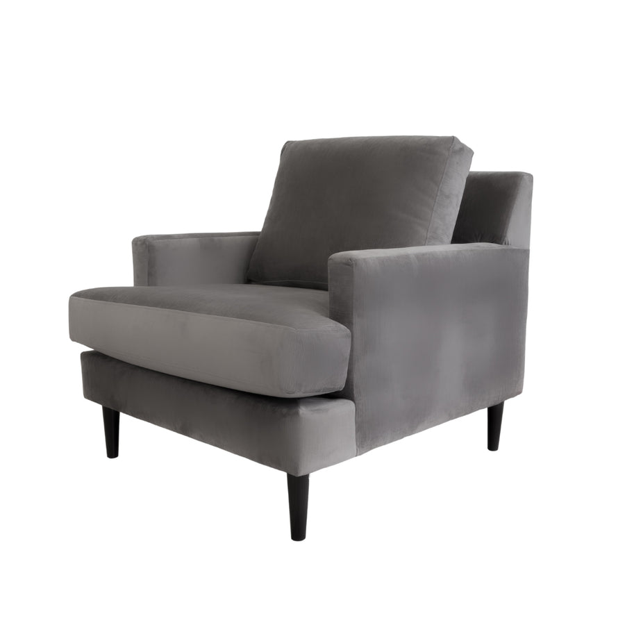 Accent Chair - Becka Dark Grey Velvet w/ Black Legs