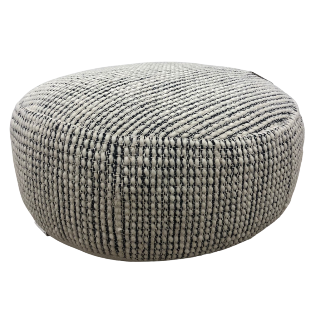 Round Cream & Black Woven