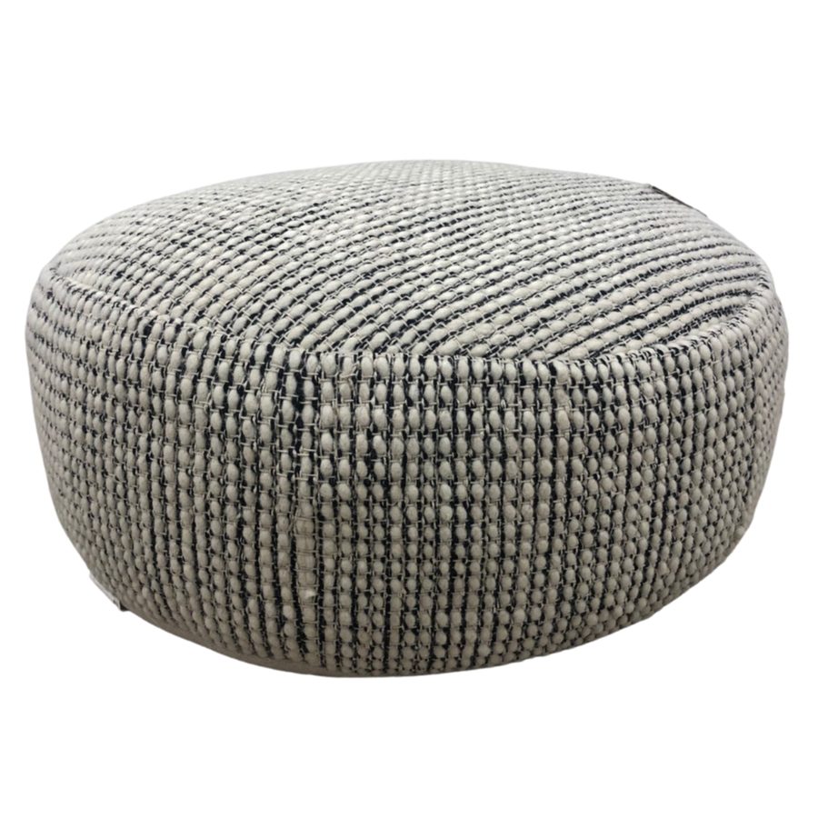 Round Cream & Black Woven