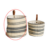 Basket - Cream w/ Grey Stripes & Leather Loop Large