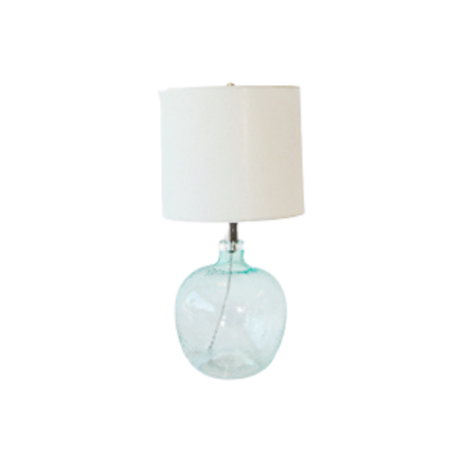 Table Lamp - Turquoise Glass Bulb