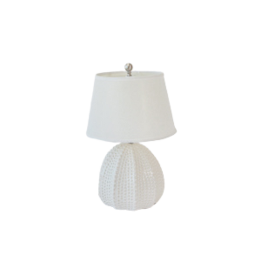 Table Lamp - White Bulbous w/ Circles