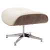 Ottoman - Eames Lounge Off White Leather Curved Wood