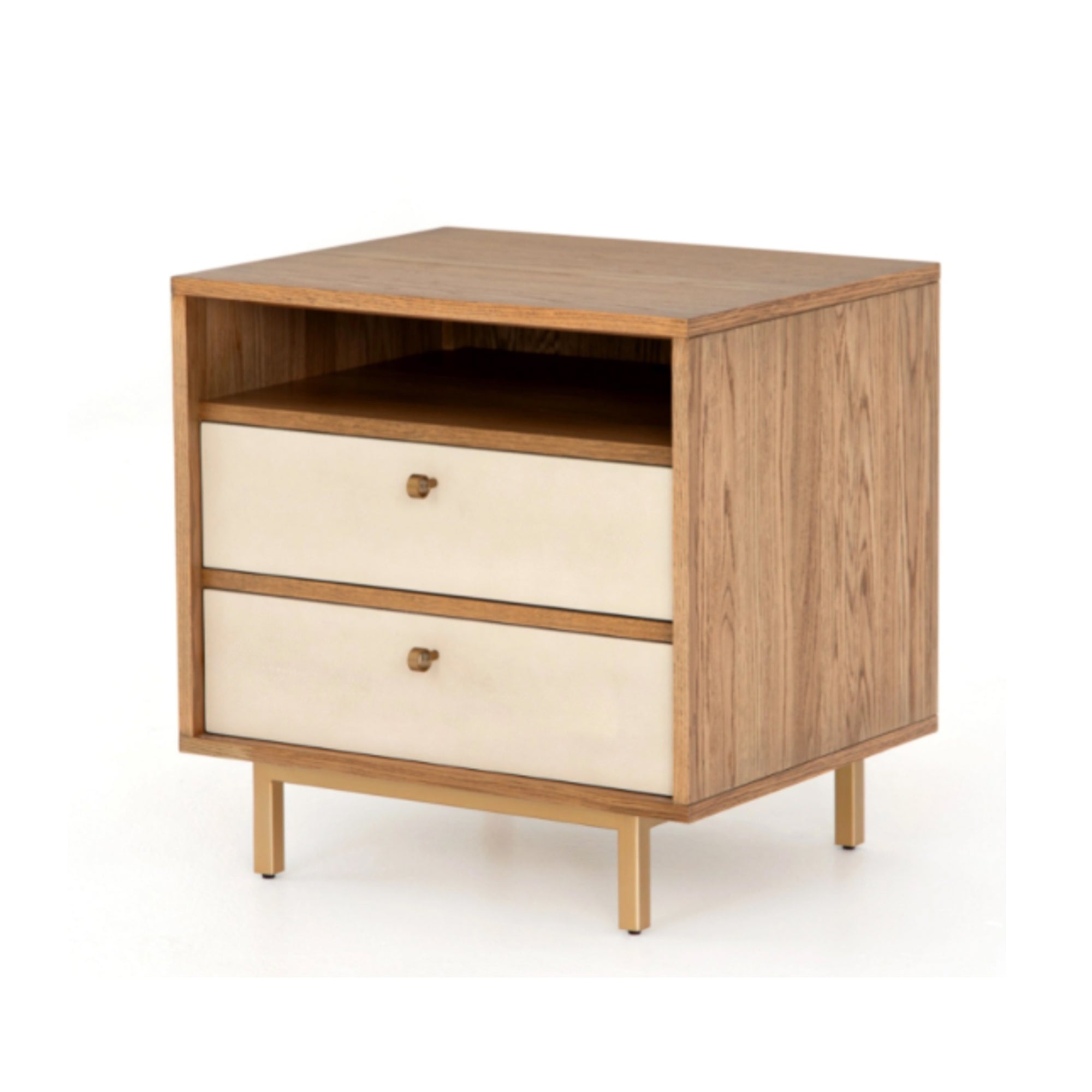 Nightstand -  Abiline Oak w/ 2 Drawer Cream Front