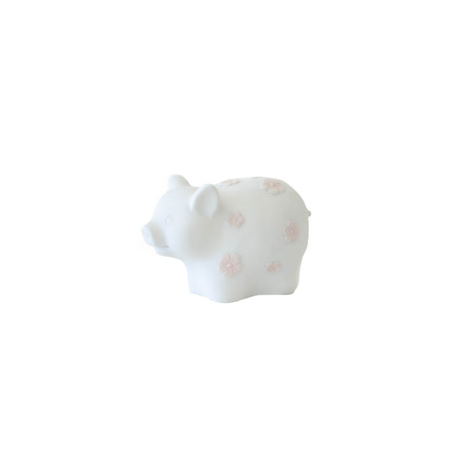Piggy Bank - White Pig w/ Pink Flowers