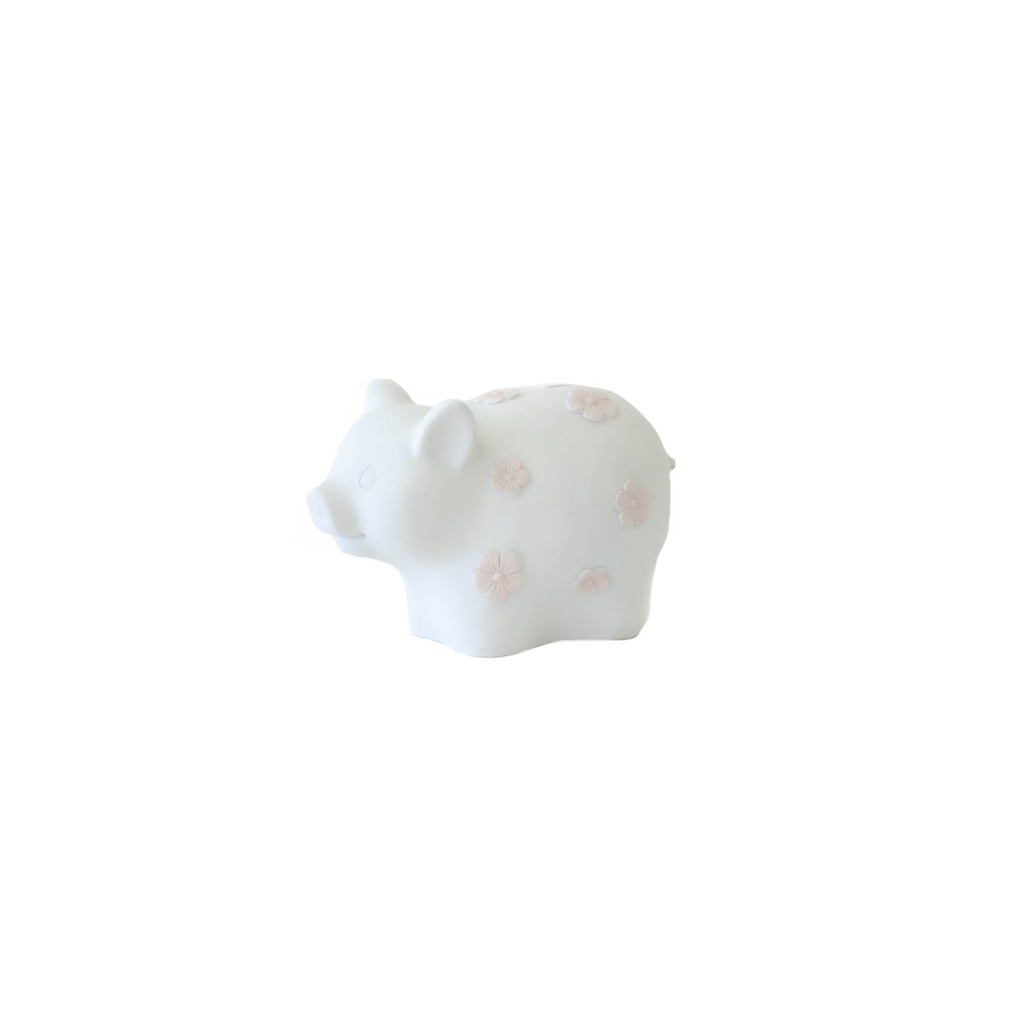 Piggy Bank - White Pig w/ Pink Flowers