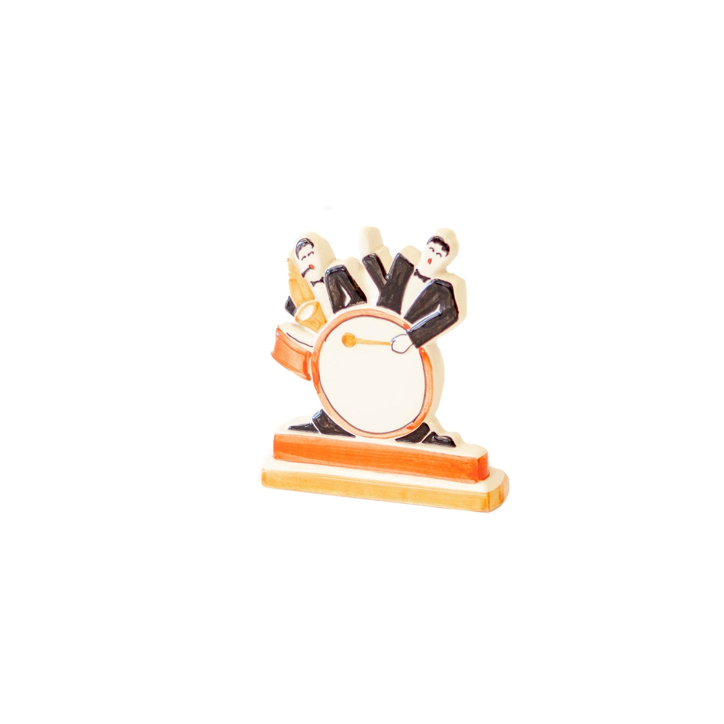 Sculpture - Small Black, White, and Red Band Men w/ Drum