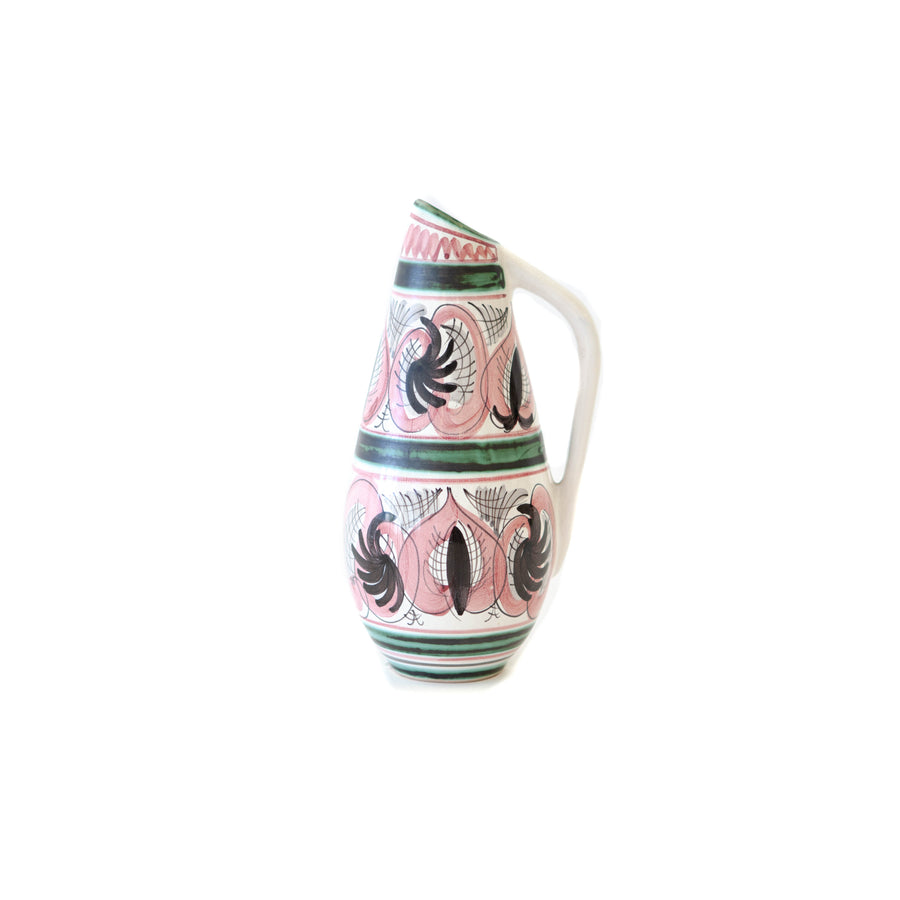 Jug - White w/ Green, Pink, and Black Pattern