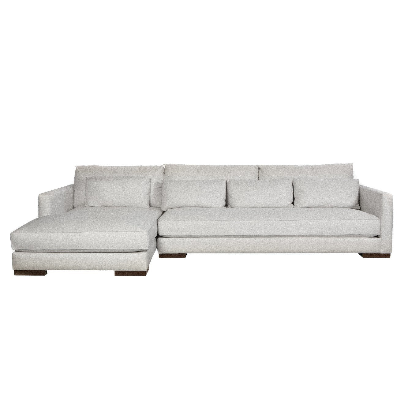 Sectional - Chill Soft Grey w/ Wood Base Left Arm Chaise - 129"