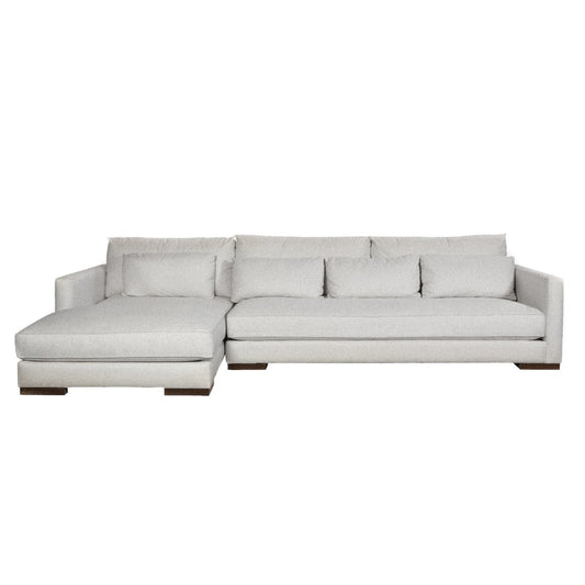 Sectional - Chill Soft Grey w/ Wood Base Left Arm Chaise - 129"