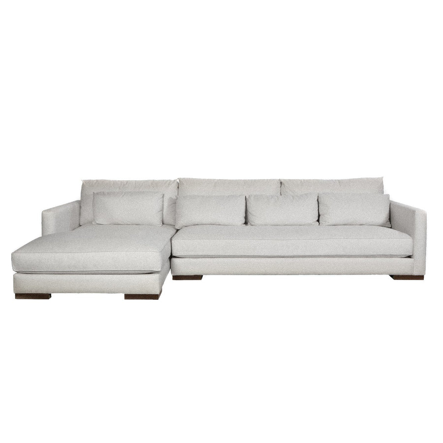 Sectional - Chill Soft Grey w/ Wood Base Left Arm Chaise - 129"