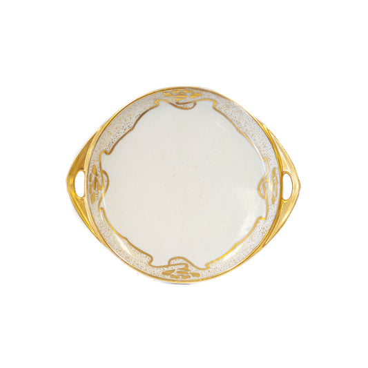 Plate - White w/ Gold Handles & Pattern