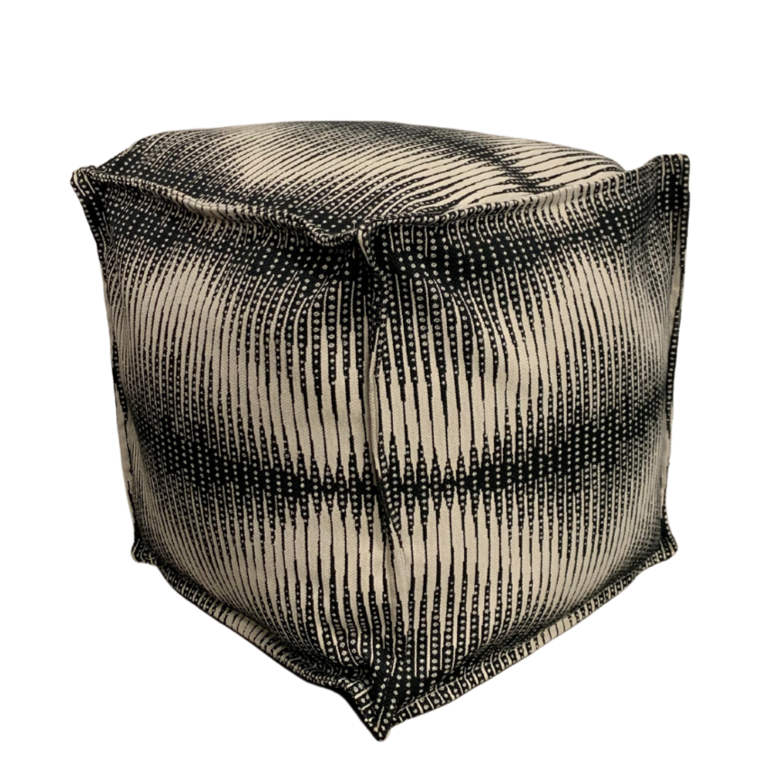 Pouf - Cube Black & Cream Lines