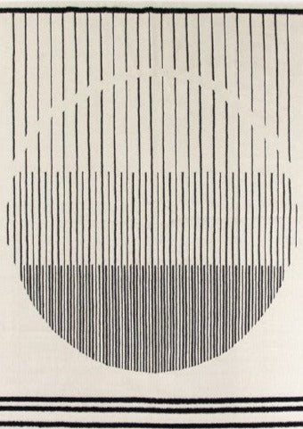 Modern Geometric Rug in B&W Lines