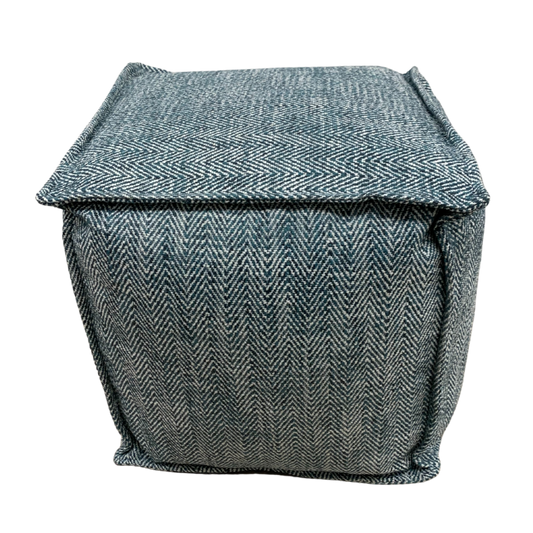 Pouf - Cube Turquoise & White Chevron
