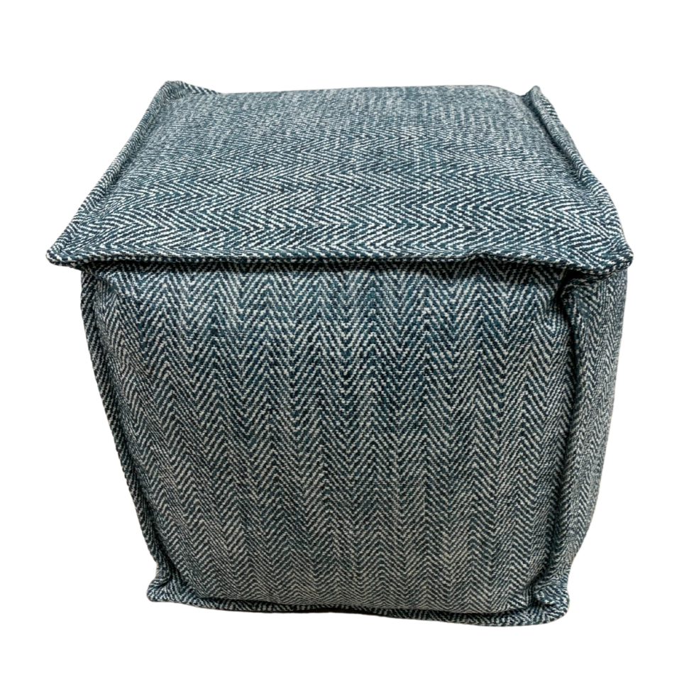 Pouf - Cube Turquoise & White Chevron