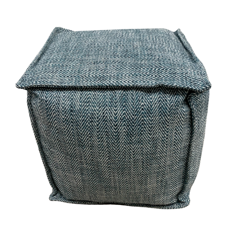 Pouf - Cube Turquoise & White Chevron