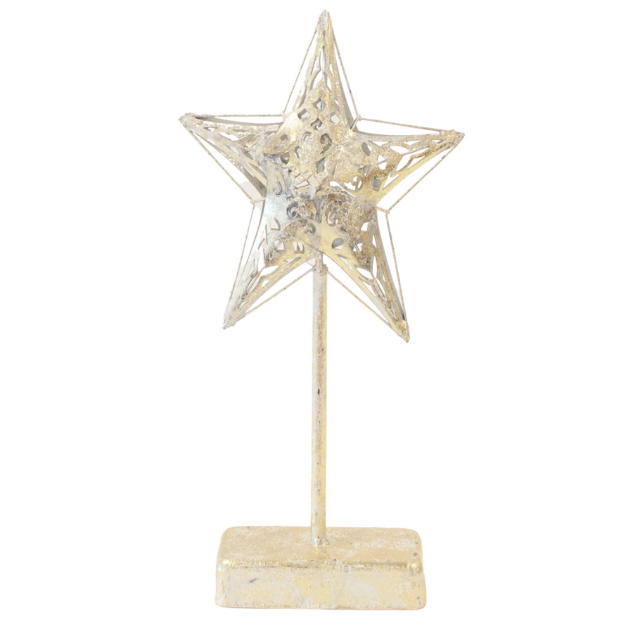 Christmas Decor - Star Stand White Metal 16"