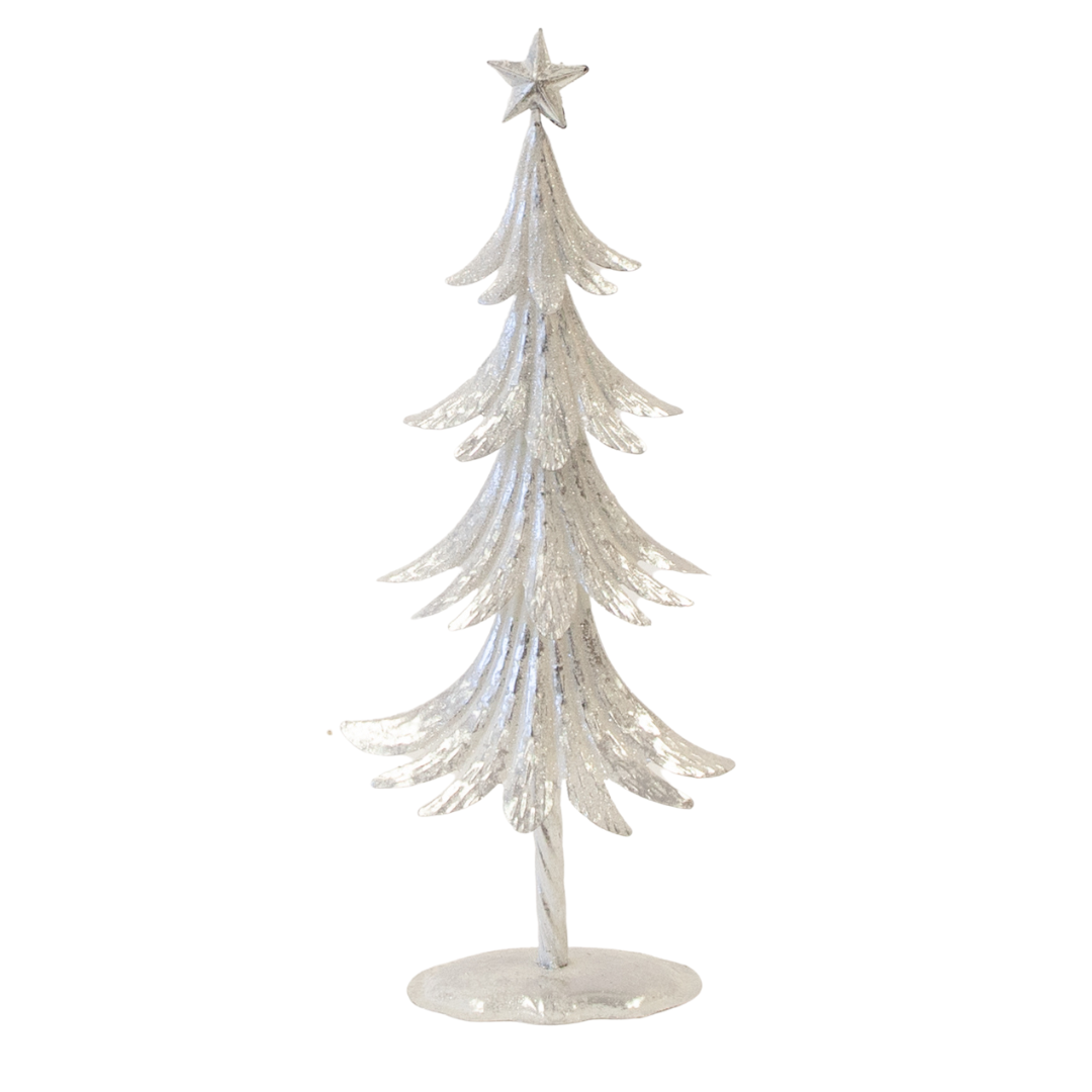 Christmas Decor - Tree White Metal 16"
