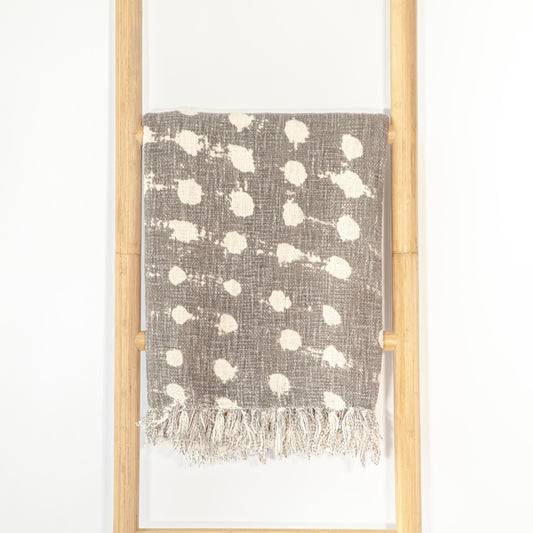 Charcoal Polka Dot w/ Fringe