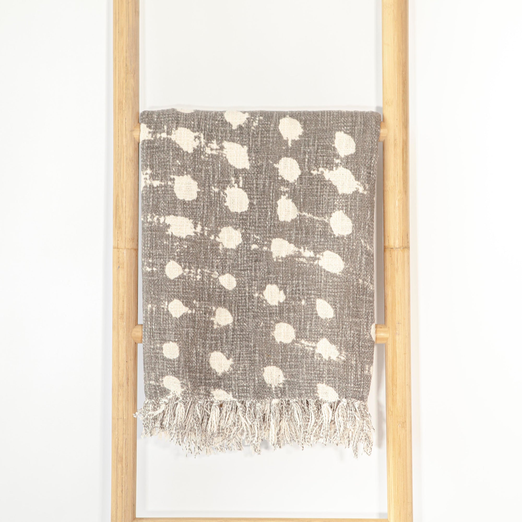 Charcoal Polka Dot w/ Fringe