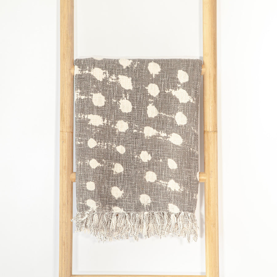 Charcoal Polka Dot w/ Fringe