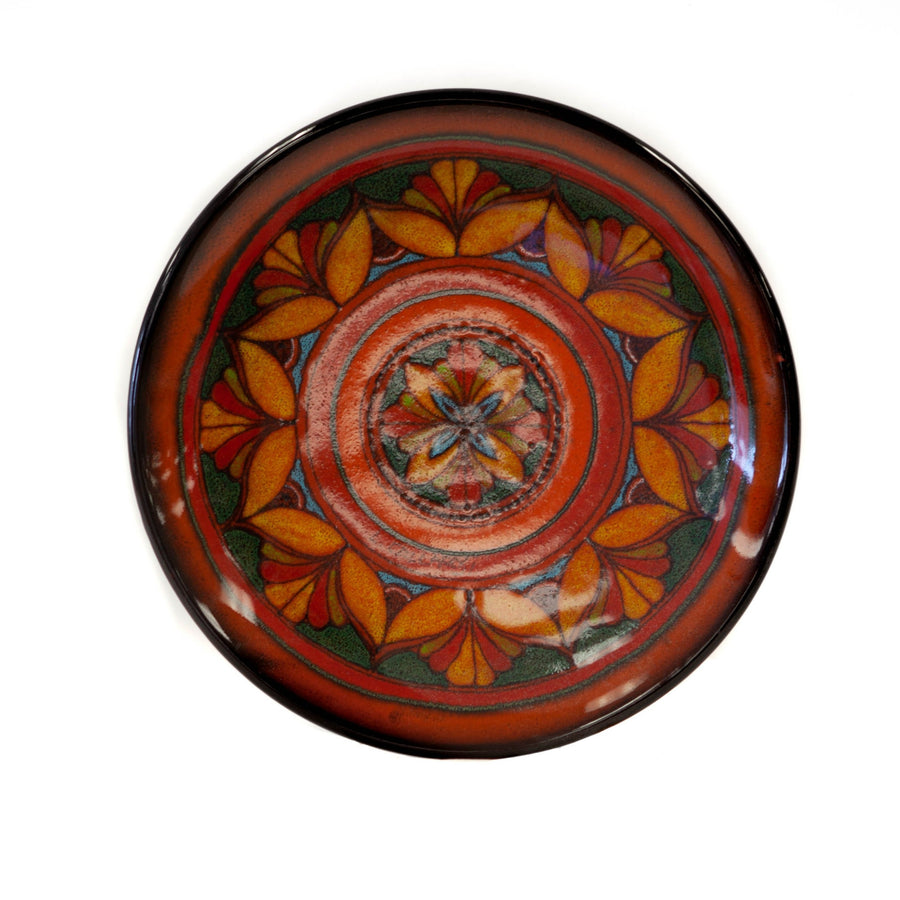 Plate - Black w/ Yellow & Red Circular Pattern